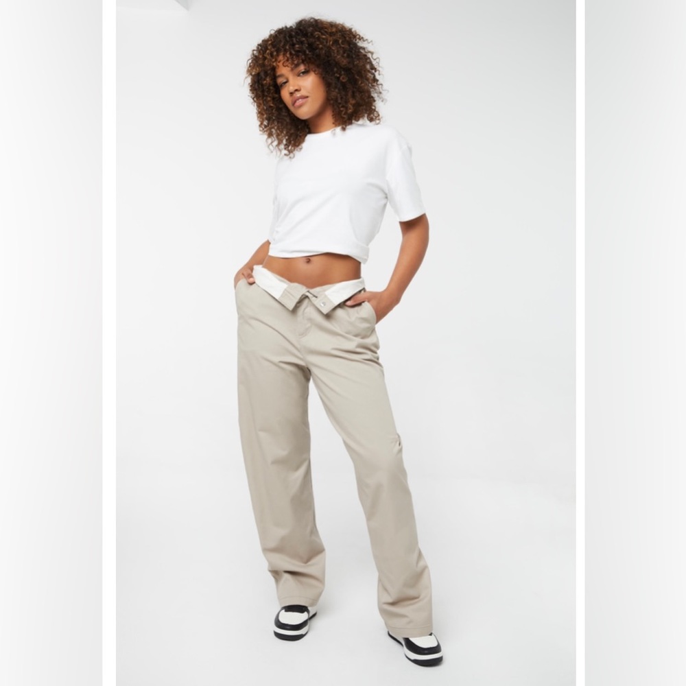 Wide leg beige cargo pants